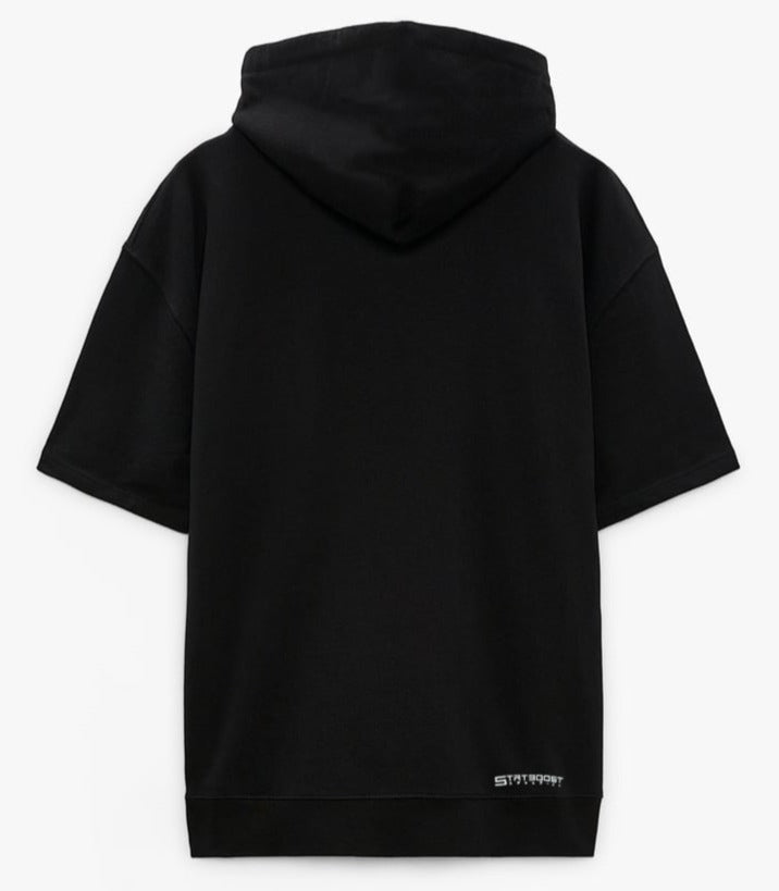 Essential Black Short Sleeve Hoodie image 1