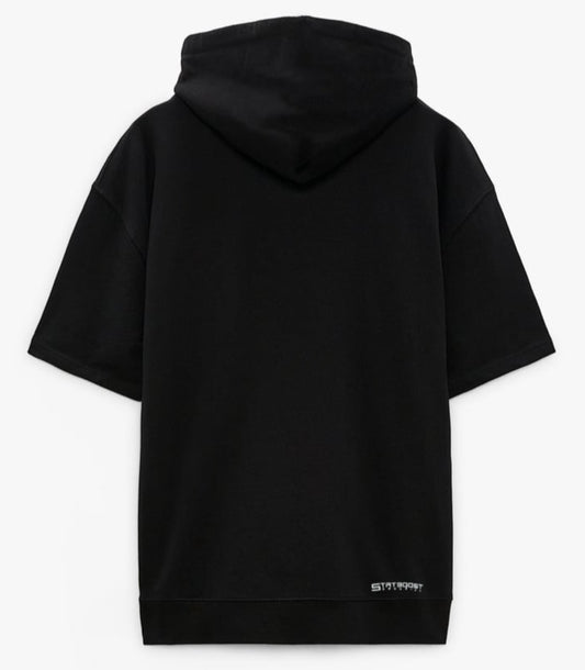 Essential Black Short Sleeve Hoodie image 1